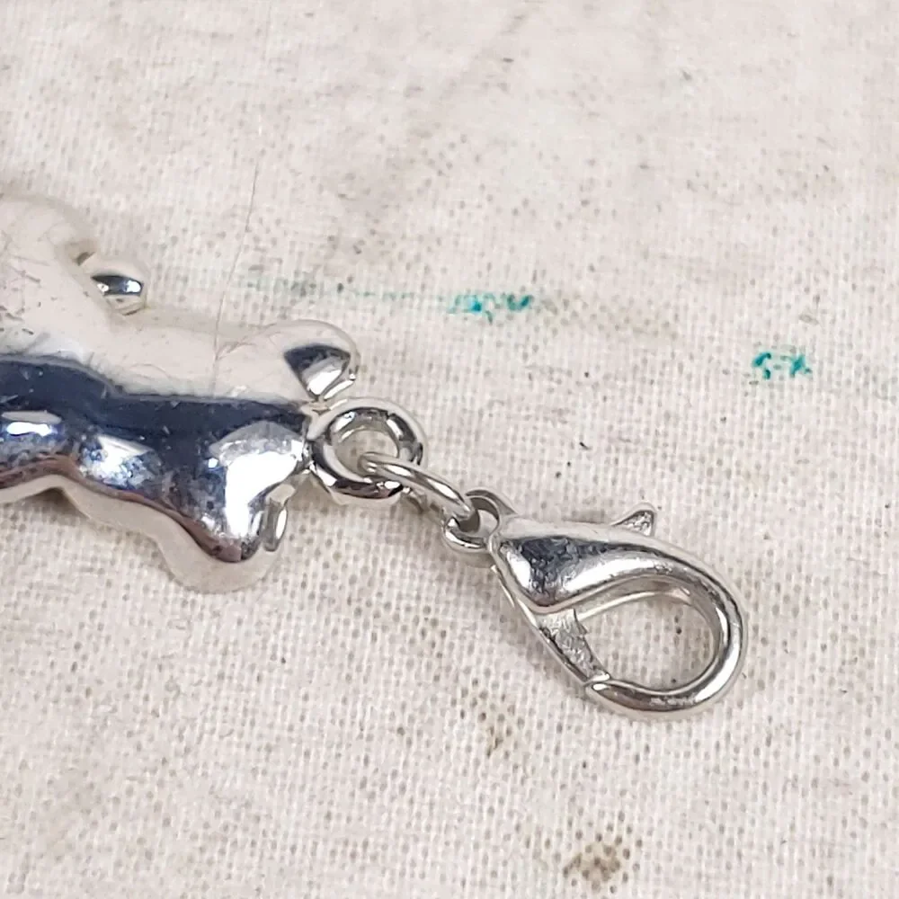 WEBKINZ Silver Tone Chain w/ Panda Bamboo Charm Bracelet Ganz 1.5 - USED